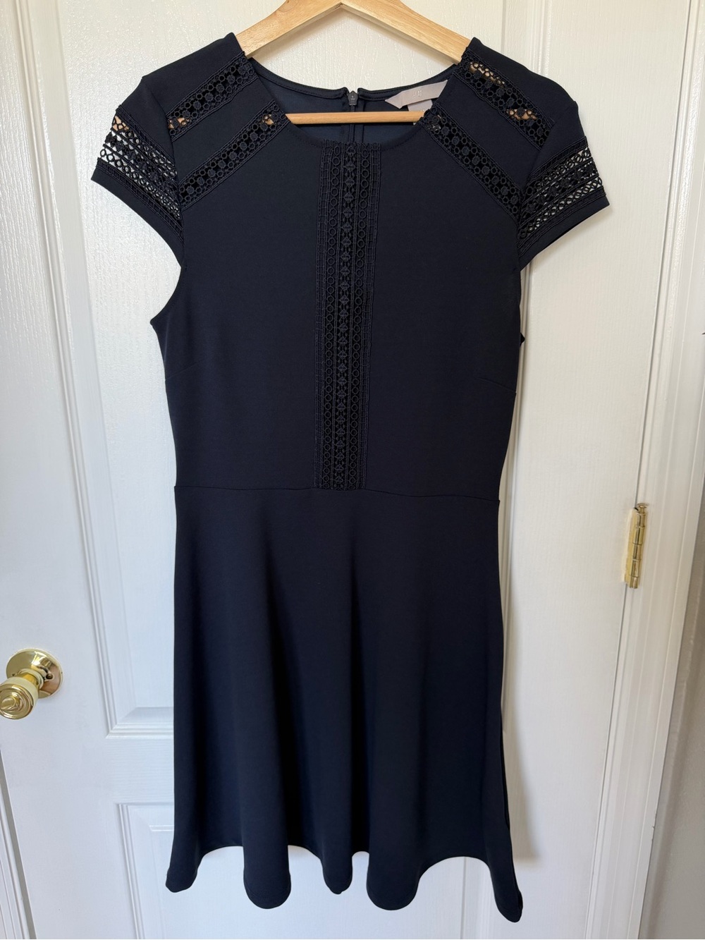 H&M Navy Lace-Yoke A-Line Mini Dress - Picture 3 of 8